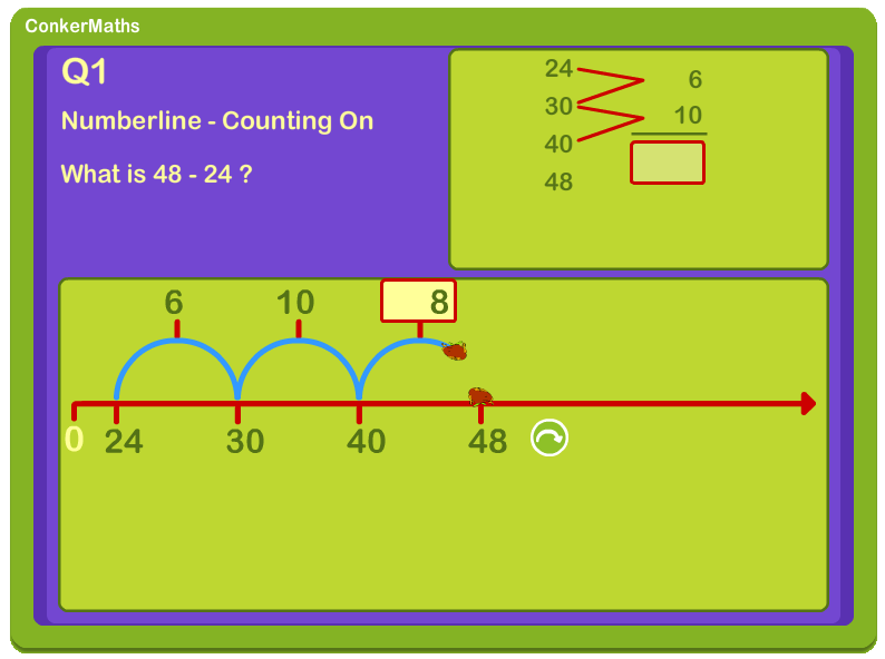 Subtraction numberline screenshot